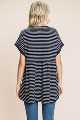 Black and White Striped Button Front Baby Doll Top, Tops, $ 25.00, A Moment Of Now™